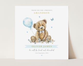Personalised New Grandson Card, Thank You for Grandson, New Grandson Card, Birth of Grandson
