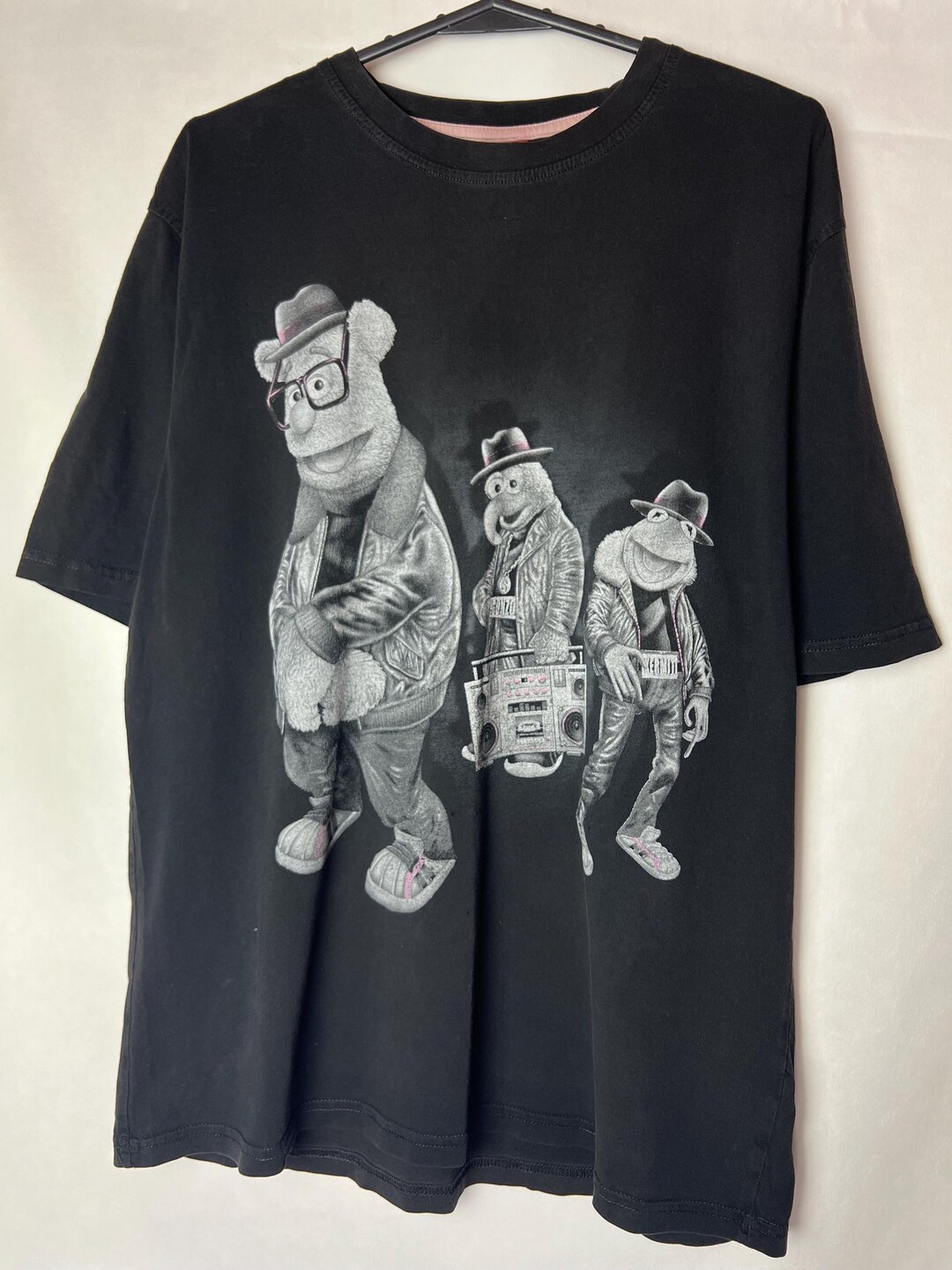 Vintage Run DMC Muppets Shirt Mens Medium Black 90s Sesame Street