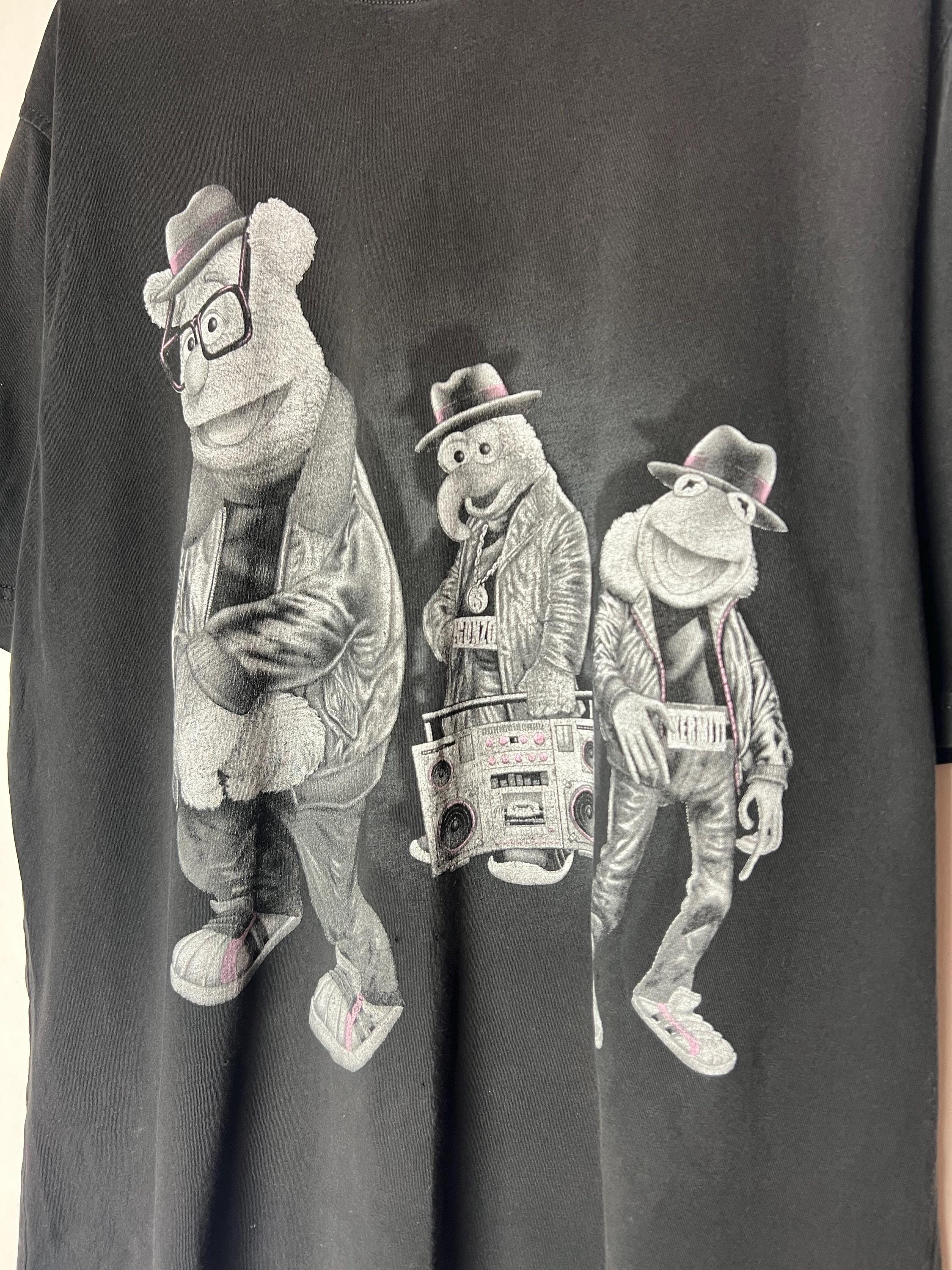 Vintage Run DMC Muppets Shirt Mens Medium Black 90s Sesame Street