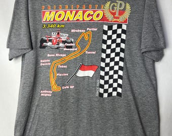 Vintage Monaco Grand Prix T-Shirt – Formula 1 F1 Racing Tee, 1990s Style Graphic, Racing Circuit Map, Unisex Size Street wear