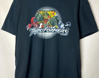 Vintage Transformers T-Shirt | Classic Cartoon Robot Graphic Tee | 2000s Y2K Hasbro Shirt | Unisex Black Tee street wear