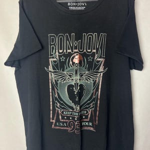 Vintage Bon Jovi T-Shirt 90s Tour | Keep the Faith 1993 USA Concert Tee | Retro Rock Band Graphic Shirt | Unisex Music Fan Gift Y2K