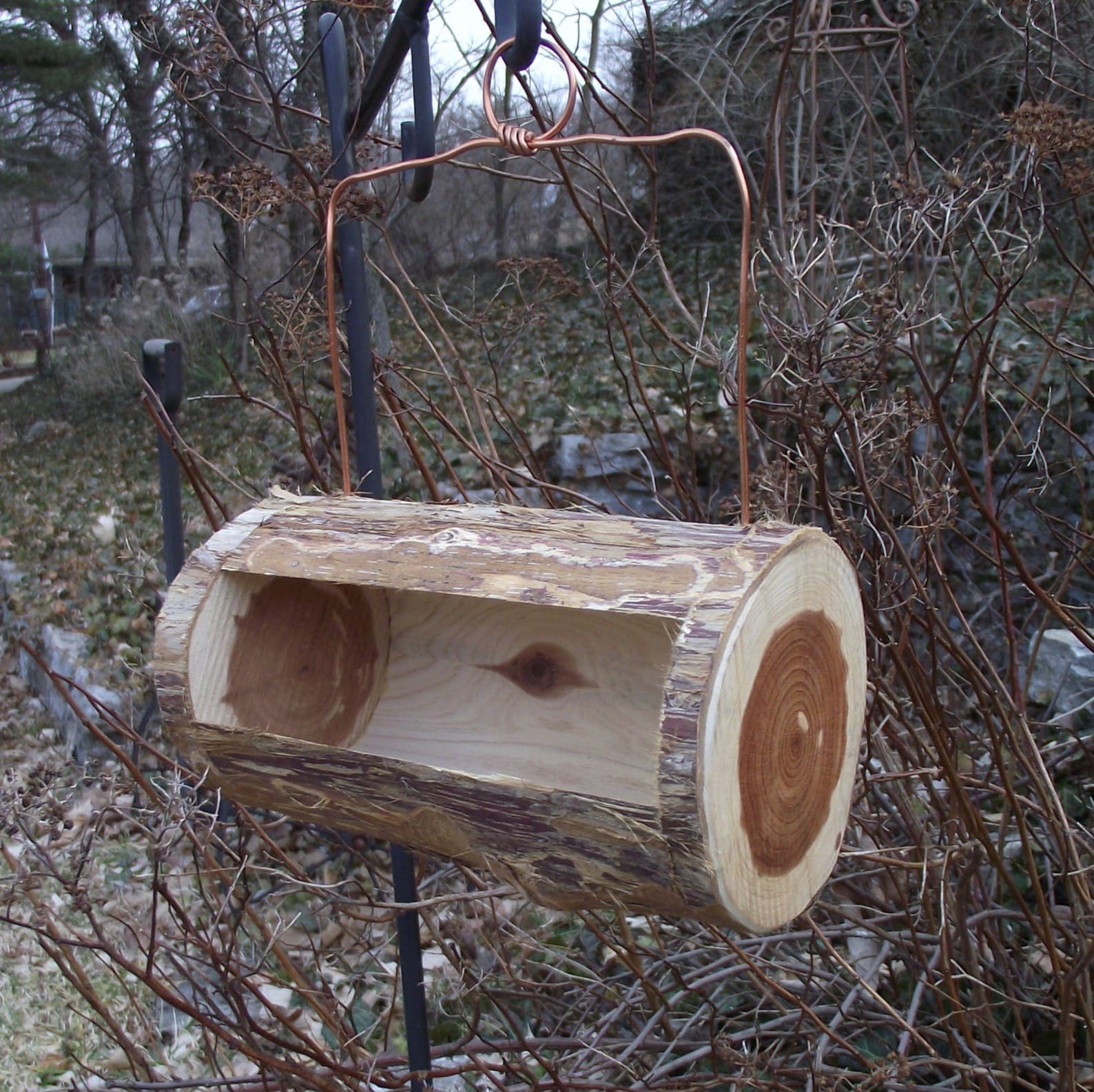 Cedar Log Bird Feeder Handmade from Reclaimed Tree Branch Etsy