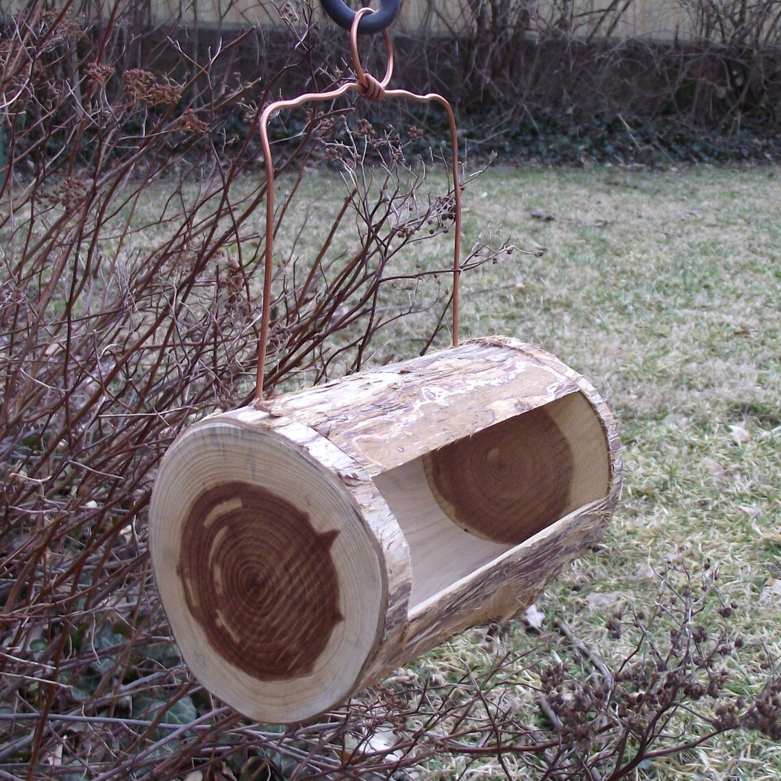Cedar Log Bird Feeder Handmade from Reclaimed Tree Branch Etsy