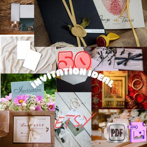 50 idee di design per inviti di nozze in PDF / Libro di ispirazione per design stampabile / Modelli fai da te per biglietti d'auguri / Download digitale