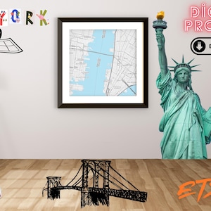 Stampa mappa minimalista di New York City - Download digitale, moderna arte murale, poster di New York per la casa o l'ufficio