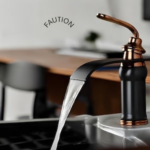 Basin Faucets Brush Black Bathroom Faucet Hot & Cold Brass Bathroom Sink Faucet Deck Mounted Lavotory Faucet  Mixer Water Tap