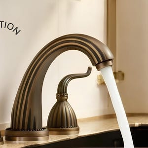 Brass Antique Bathroom Faucet, Double Handles 3 Pcs Basin Faucet, Antique Brass Sink Faucet, Bathroom Basin Faucet