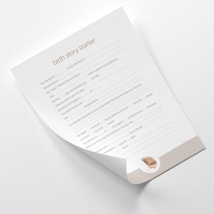 Birth Story Starter for First Time Mom&#39;s | Birth Story Form | Birth Story Memories