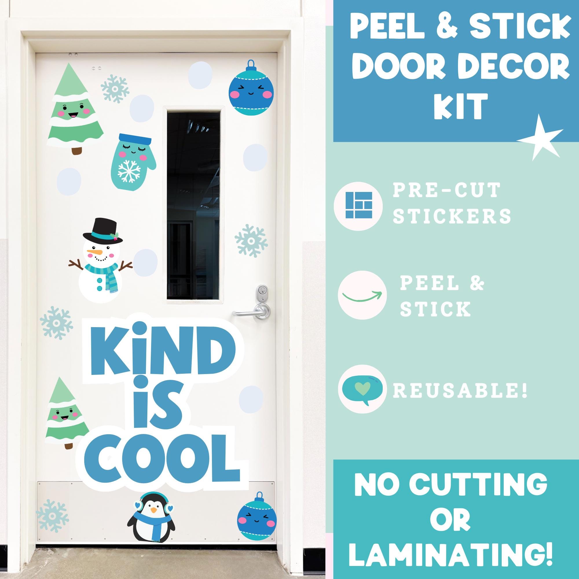 Winter Classroom Decor Kit, Peel and Stick Reusable Decals, Teacher ...