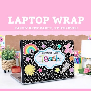 Teacher Laptop Sticker Decal – Peel & Stick, Mess-Free, Easy Removal, School Staff Gift, Admin Laptop Skin, Back to School Accessory