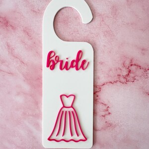 Bride Door Hanger Sign – Wedding Suite Decor, Bridal Room Door Sign, Dress Icon, Custom Wedding Gift, Bachelorette Party Decoration