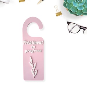 Treatment in Progress Door Hanger – Do Not Disturb Sign for Salons, Spas, Lash Techs & Private Studio Spaces