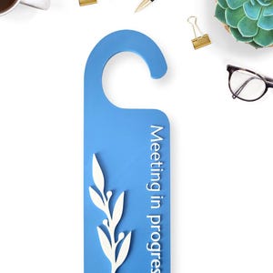 Meeting in Progress Door Hanger – Do Not Disturb Sign for Office, Home Workspace, Privacy Door Handle Sign