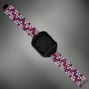 Sparkly Austrian Crystal Damask Watch Band – Stainless Steel Bling Strap for Apple & Samsung Watches – Luxury Gift for Her