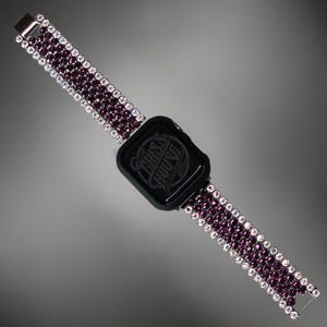 Sparkly Austrian Crystal February Birthstone Watch Band – Stainless Steel Bling Strap for Apple & Samsung Watches – Luxury Gift for Her