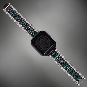 Sparkly Austrian Crystal May Birthstone Watch Band – Stainless Steel Bling Strap for Apple & Samsung Watches – Luxury Gift for Her