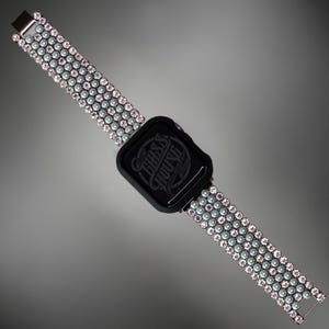 Sparkly Austrian Crystal June Birthstone Watch Band – Stainless Steel Bling Strap for Apple & Samsung Watches – Luxury Gift for Her