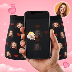 Cueca Personalizada para Homem, Boxer Personalizado com Foto Masculina, Cueca com Rosto de Coração, Cueca com Foto, Boxers Personalizados, Boxers com Rosto Masculino