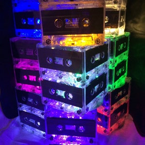 LOT OF 50: Cassette tape centerpiece, cassette centerpiece, mixtape, lamp or nightlight. 80's/90's themed event.