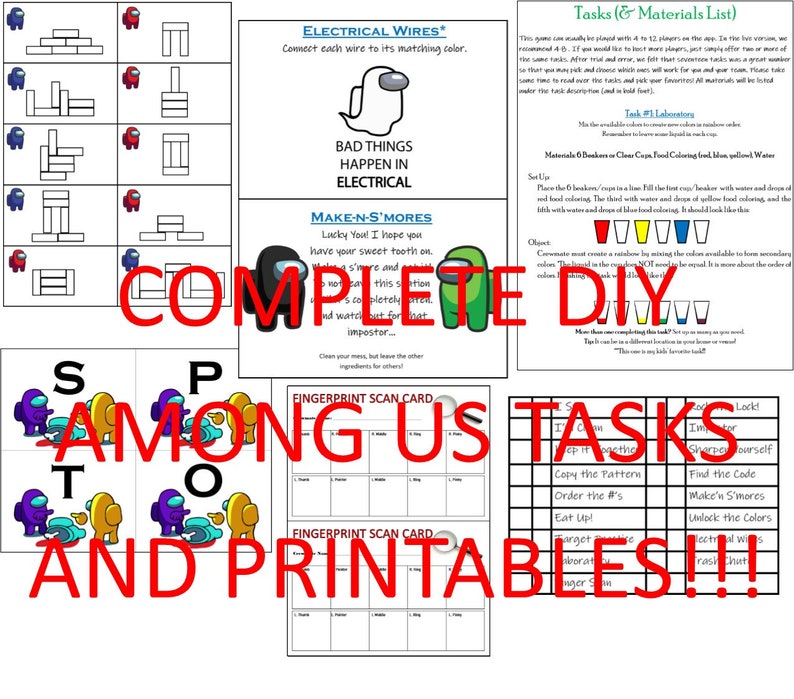 PDF Printable: Among Us DIY Party with 17 tasks. Impostor Game | Etsy