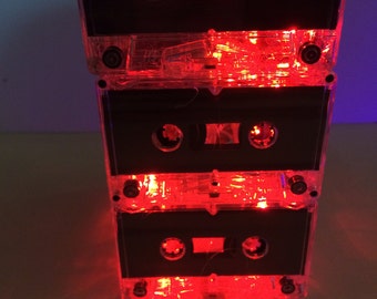 3 Tier Cassette tape centerpiece, cassette centerpiece, lamp or nightlight. 80's/90's themed event