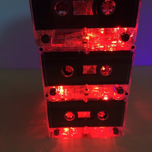 3 Tier Cassette tape centerpiece, cassette centerpiece, mixtape, lamp or nightlight. 80's/90's themed event