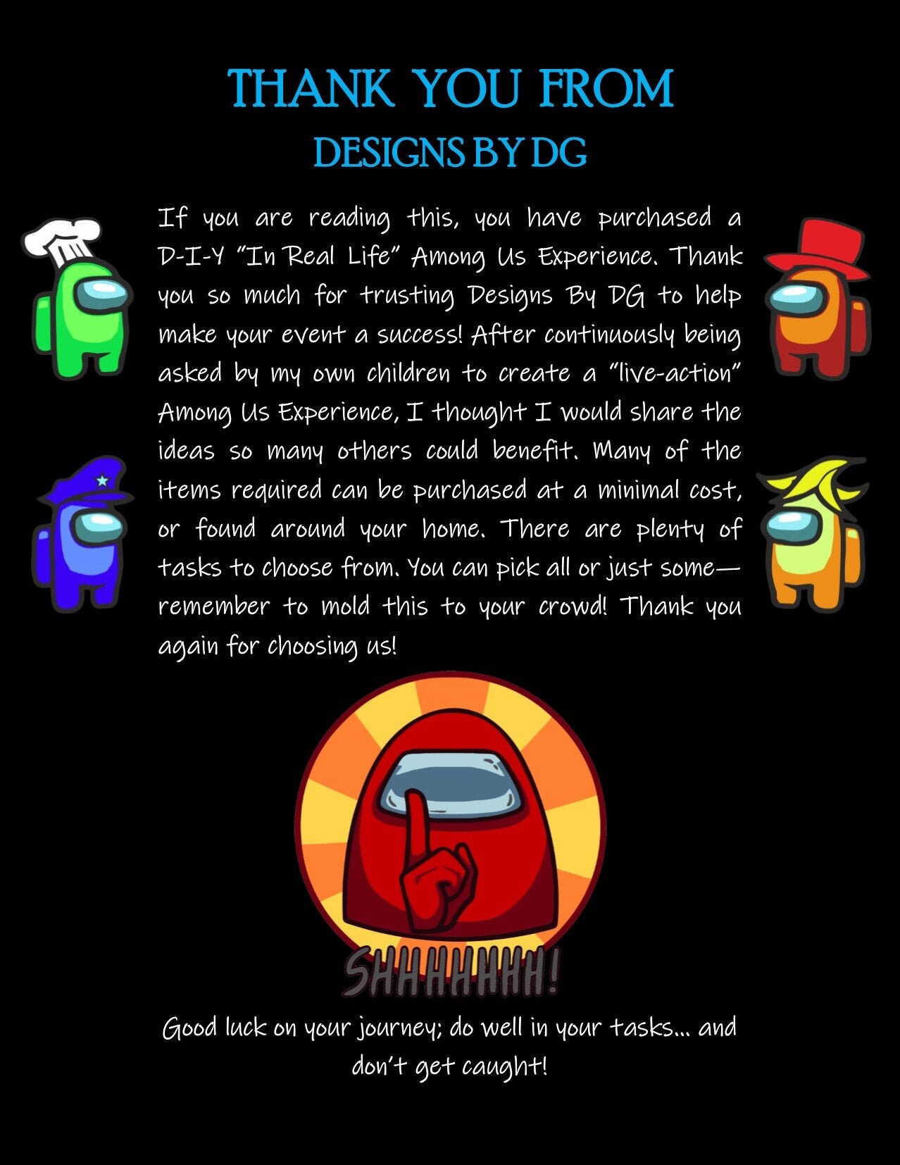 pdf printable among us diy party with 17 tasks impostor game etsy