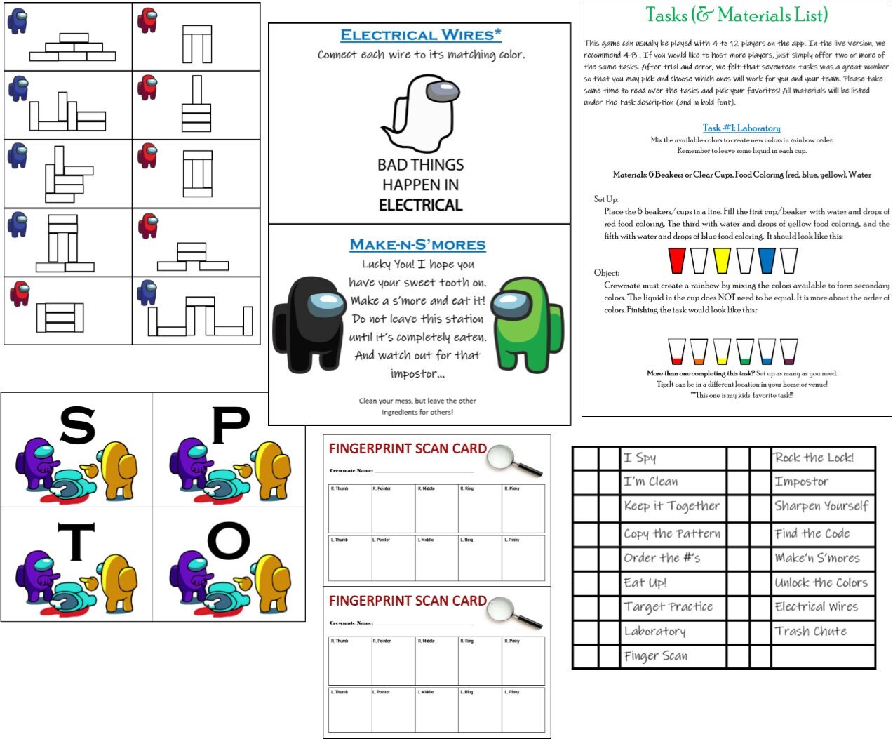 Among Us Printable Tasks