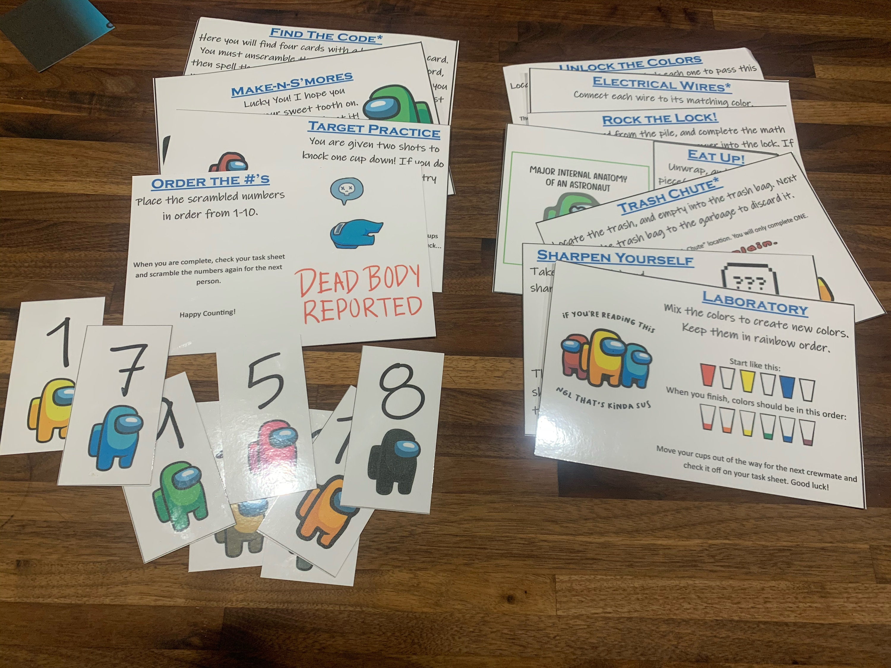 pdf printable among us diy party with 17 tasks impostor game etsy
