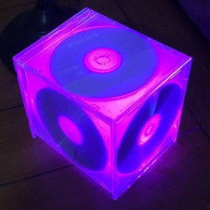 CD case centerpiece, CD centerpiece, lamp or nightlight. 80's/90's or music themed event