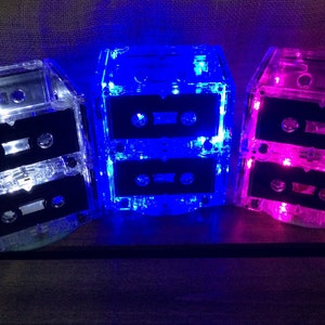 Cassette tape centerpiece, cassette centerpiece, lamp or nightlight. 80's/90's themed event