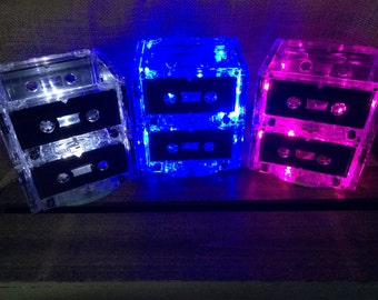 LOT of 10: Save on Shipping- Cassette tape centerpiece, cassette centerpiece, mixtape, lamp nightlight. 80's/90's themed event