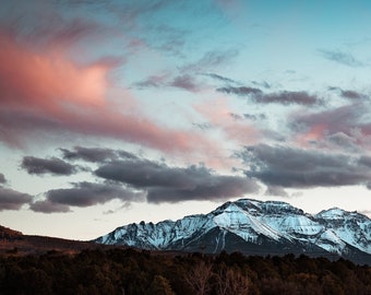 NEW** Colorado fall mountains, mountain range evening, snowy mountains, Ouray, fall color, evening sunset fall | San Juan Mountains Sunset