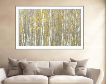 Aspen trees fall, Colorado art, fall tree photo, Colorado wall art, rustic home decor, fall woods photo, yellow aspen leaves | Brightly