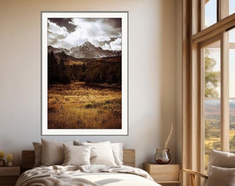 NEW** Colorado fall mountains, fall meadow, Mt Sneffels, golden field, San Juan Mountains fall, fall grasses, fall aspens | Golden Field