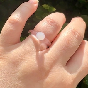 Transparent Pink Borosilicate Glass Ring, Size 6.5