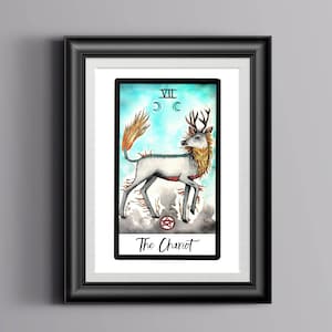 The Chariot, Tarot Card Print, Deer Print, Occult Art, Occult Print, Animal Tarot, Tarot Gift, Tarot Card Art