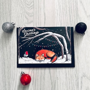Carte de Noël Fox, Carte de Noël déjouée, Cartes de vœux pour animaux