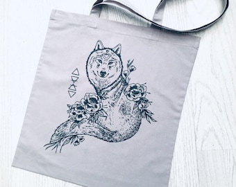 Wolf Tote Bag, Wolf Print Bag, Wolf Gift, Wolf Bag, Wolf Art, Wolf Tote, Animal Tote Bag