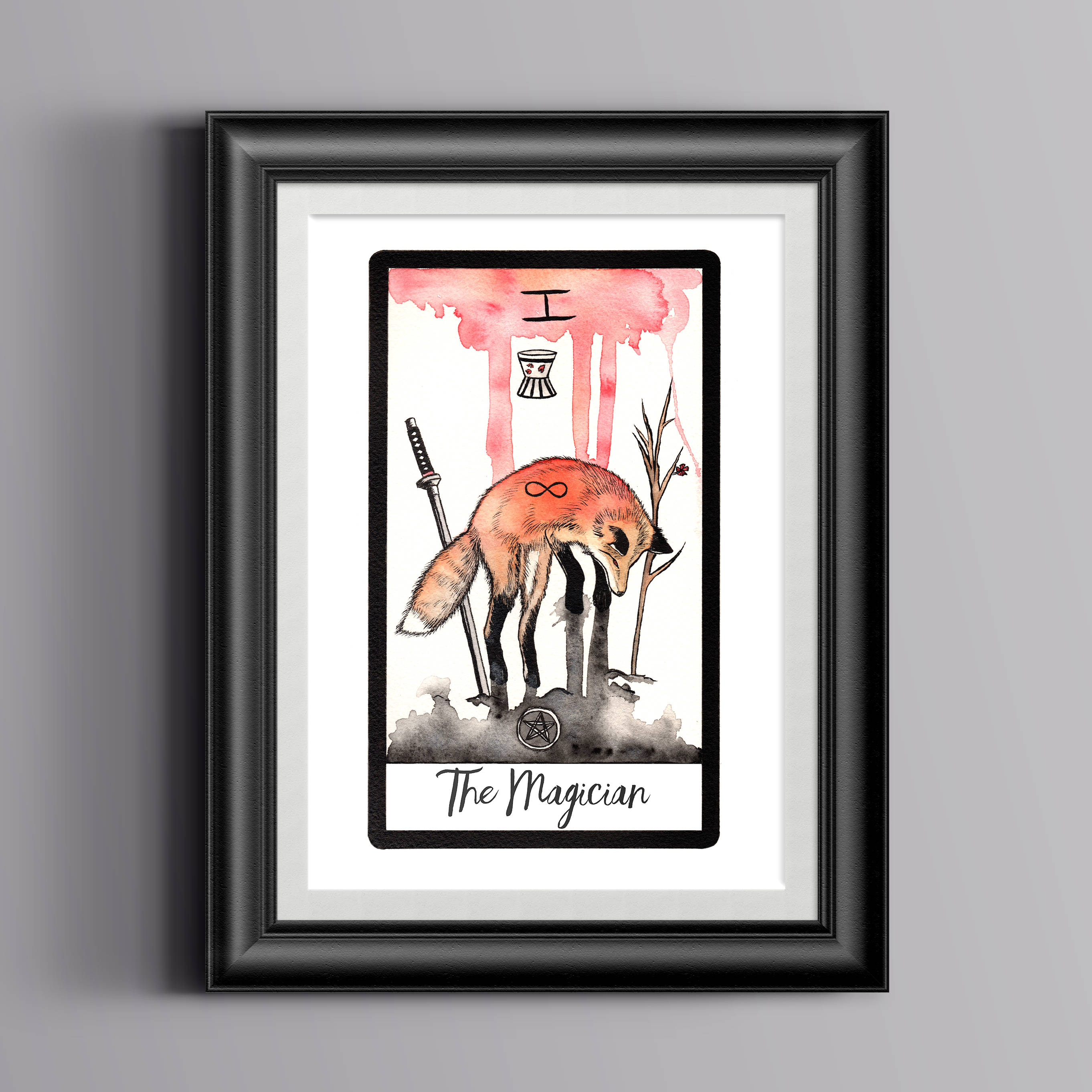 The Magician, Tarot Card Print, Kitsune Art, Occult Art, Occult