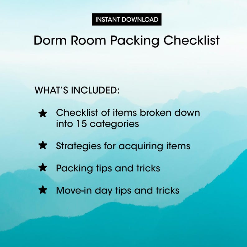 Dorm Room Packing Checklist: College Essentials (digital Download) - Etsy