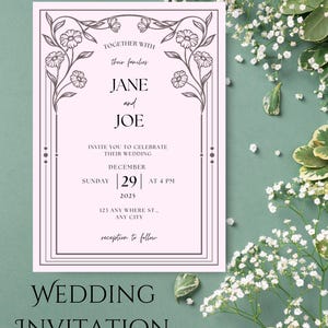 Elegante, aanpasbare huwelijksuitnodigingssuite: digitaal of bedrukt, RSVP-kaarten