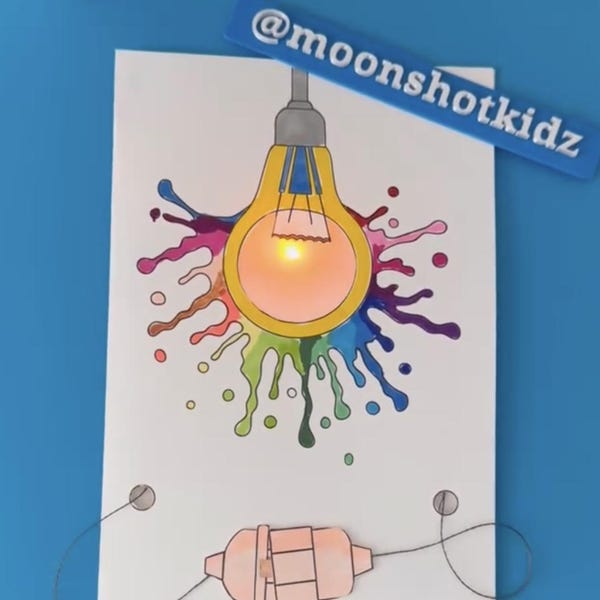 Moonshotkidz Lightbulb Splash Card Template: STEAM Paper Electronics Project (Digital Download)