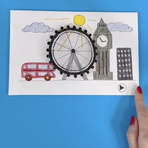 Plantilla y manual de instrucciones "London Eye" de Moonshotkidz para tarjetas interactivas Electrónica de papel Proyecto de arte tecnológico STEAM fácil y divertido