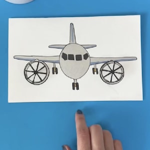 Plantilla y manual de "avión a reacción" de Moonshotkidz para tarjetas interactivas, papel, electrónica, arte tecnológico, fácil y divertido, proyecto STEAM para hacer uno mismo