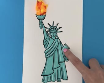 Moonshotkidz &quot;Statue of Liberty&quot; Template & Instructions for Interactive Card Paper Electronics Easy fun tech art STEAM DIY Project
