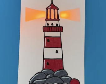 Lighthouse Interactive Card Template, Paper Electronics STEAM Project