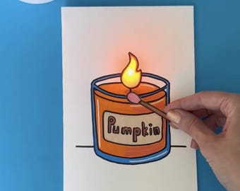 Moonshotkidz &quot;Pumpkin Candle&quot; Template & Instructions for Interactive Card Paper Electronics Easy fun tech art STEAM DIY Project