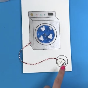 Modèle Moonshotkidz « Machine à laver » et instructions pour cartes interactives papier électronique Art technique facile et amusant Projet DIY VAPEUR